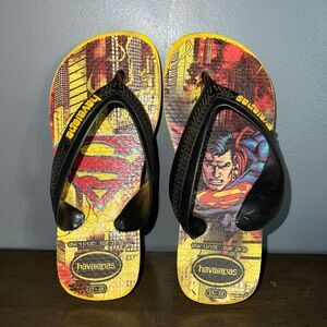Havaianas Superman 11 / 12 c Little Kids Flip Flop Shoes Black Yellow